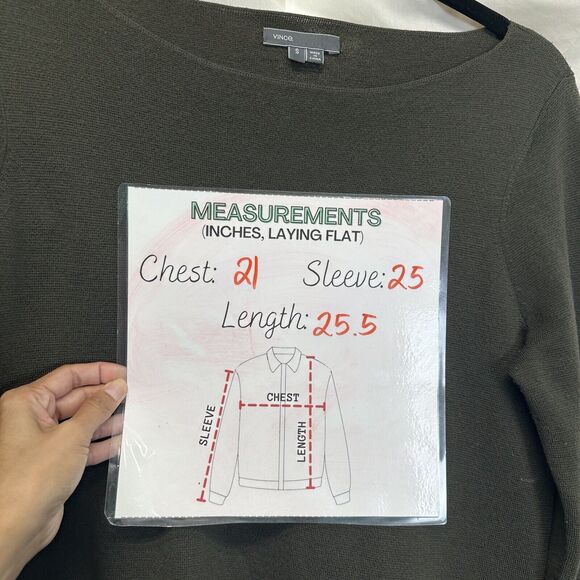 Vince Womens Long Sleeve Scoop Neck Sweatshirt Green 100% Wool Sz. Small‎ P. - Picture 3 of 10